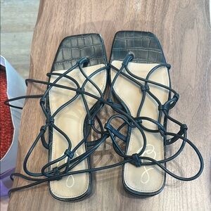 Sam Edelman Black and Cream Minimalist Sandals